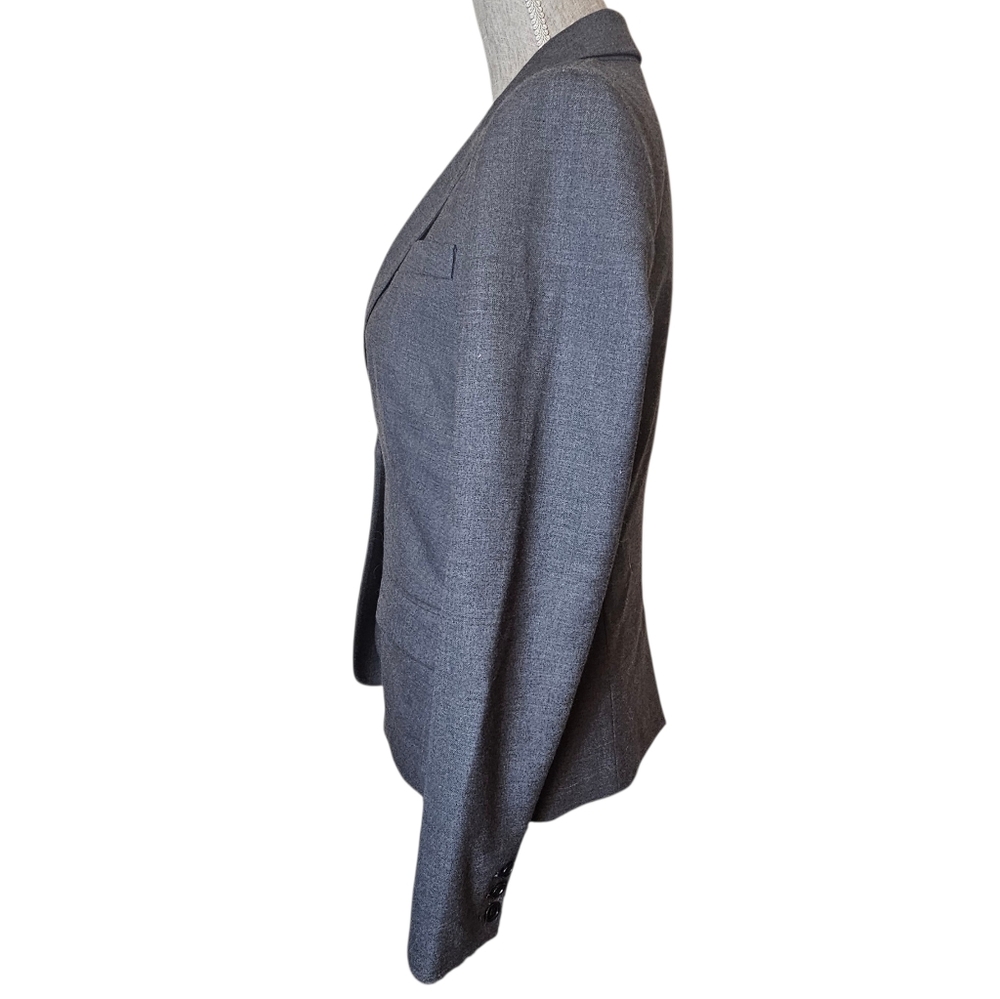 Theory Tailored Single-Button Blazer Women's Size 8 Gray Professional Wool Blend - Picture 9 of 14